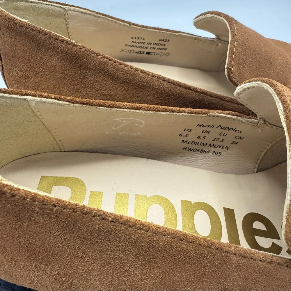 Hush Puppies Lucy Cognac Loafers Size 6.5 Shoes Suede leather brown